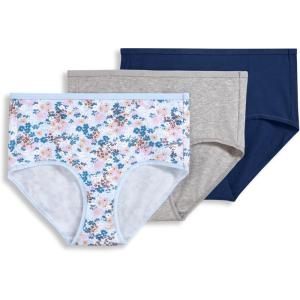 imageJockey Womens Underwear Organic Cotton Stretch Logo Modern Brief  3 PackGrey HeatherInk WellDitsy Blue Floral