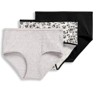 imageJockey Womens Underwear Organic Cotton Stretch Logo Modern Brief  3 PackGrey HeatherPlacid Black PetalsBlack