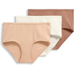 imageJockey Womens Underwear Organic Cotton Stretch Logo Modern Brief  3 PackIvoryLightAlmond