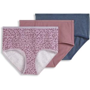 imageJockey Womens Underwear Organic Cotton Stretch Logo Modern Brief  3 PackPurple HazeNocturne Blue HeatherFanning Dots