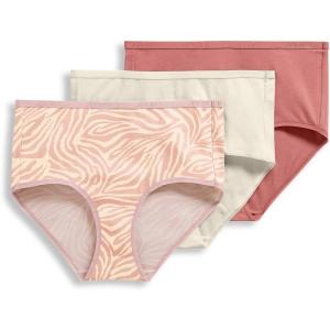 imageJockey Womens Underwear Organic Cotton Stretch Logo Modern Brief  3 PackRose WineIvoryRose Wine Striations