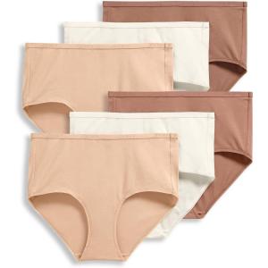 imageJockey Womens Underwear Organic Cotton Stretch Logo Modern Brief  6 PackAlmondLightIvory