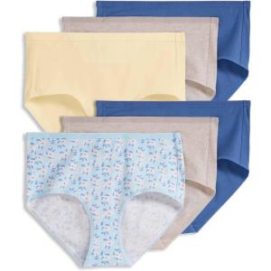 imageJockey Womens Underwear Organic Cotton Stretch Logo Modern Brief  6 PackOatmeal HeatherTrue BlueBright Blue BloomsLemon FizzOatmeal HeatherTrue Blue
