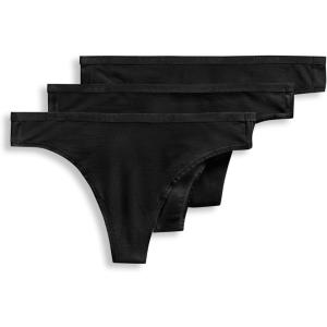 imageJockey Womens Underwear Organic Cotton Stretch Logo Thong  3 PackBlack
