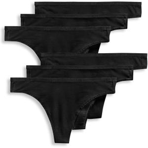imageJockey Womens Underwear Organic Cotton Stretch Logo Thong  6 PackBlack