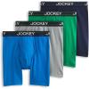 imageJockey Mens Underwear Lightweight Cotton Blend 7quot Long Leg Boxer Brief  4 PackTropical BlueShamrock GreenQuartz GreyJust Past Midnight