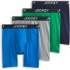imageJockey Mens Underwear Lightweight Cotton Blend 7quot Long Leg Boxer Brief  4 PackTropical BlueShamrock GreenQuartz GreyJust Past Midnight