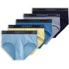 imageJockey Mens Underwear Lightweight Cotton Blend Brief  5 PackBlue StardustLight YellowBlue ChambrayGentle StripeTrue Navy