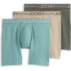 imageJockey Mens Underwear Organic Cotton Stretch 65quot Boxer Brief  3 PackRocky BeachAquamarineBrunswick Green