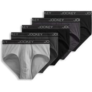 imageJockey Mens Underwear Lightweight Cotton Blend Brief  5 PackBlackCharcoal HeatherTrusted PewterQuartz GreyBlack