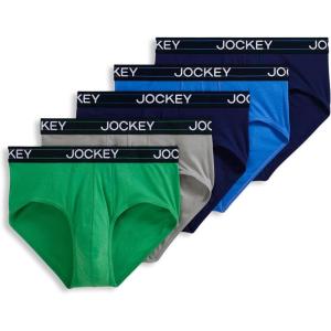 imageJockey Mens Underwear Lightweight Cotton Blend Brief  5 PackJust Past MidnightShamrock GreenQuartz GreyTropical BlueJust Past Midnight