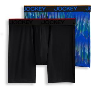 imageJockey Mens Underwear Big Man Chafe Proof Pouch Microfiber 6quot Boxer Brief  2 PackPinnaclesBlack