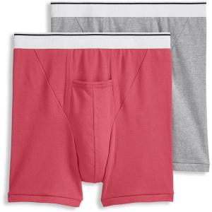 imageJockey Mens Underwear Pouch 5quot Boxer Brief  2 PackGrey HeatherMalibu Red