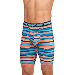 imageJockey Sport Mens Underwear Stability Pouch Microfiber 11quot Quad ShortSunrise Horizon Stripe