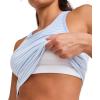 imageJockey Womens Activewear EVERACTIVE Rib Racer Crop TankPowder Blue Stripe