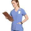 imageJockey Womens Scrubs Womens Mock Wrap Scrub TopCeil Blue