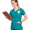 imageJockey Womens Scrubs Womens Mock Wrap Scrub TopTeal