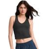 imageJockey Womens Activewear EVERACTIVE VNeck Crop Tank with Builtin BraDeep Black