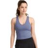 imageJockey Womens Activewear EVERACTIVE VNeck Crop Tank with Builtin BraInfinity Blue