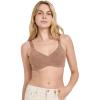 imageJockey Womens Bra Smooth ampamp Sleek Lace Full Coverage Wirefree TShirt BraAlmond