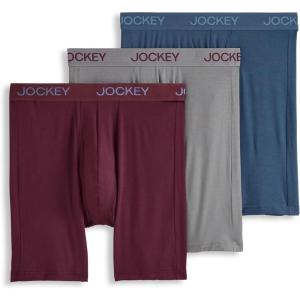 imageJockey Mens Underwear Chafe Proof Pouch Ultra Soft Modal 6quot Boxer Brief  3 PackBoulderNocturne BlueBlack Currant