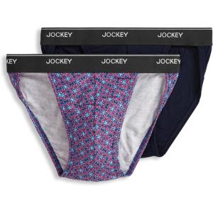 imageJockey Mens Underwear Mens Elance String Bikini  2 PackTypical Marina Tile DotTrue Navy