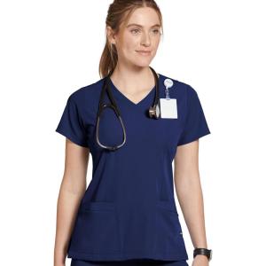 imageJockey Womens Scrubs Womens Mock Wrap Scrub TopNew Navy