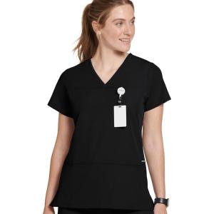 imageJockey Womens Scrubs Womens True Fit Crossover VNeck Scrub TopBlack