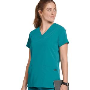 imageJockey Womens Scrubs Womens VNeck Crossover Scrub TopTeal