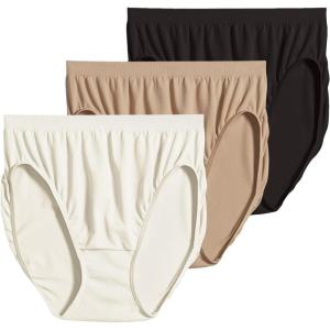 imageJockey Womens Underwear Comfies Microfiber French Cut  3 PackBlackIvoryLight