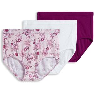 imageJockey Womens Underwear Elance Breathe Brief  3 PackMajestic BerryFloral SnowflakeWhite