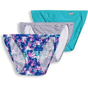 imageJockey Womens Underwear Elance String Bikini  3 PackSoftest TealBelvedere Violet StripeTropical Burst
