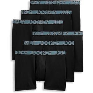 imageJockey Mens Underwear Active Microfiber 5quot Boxer Brief  6 PackBlack