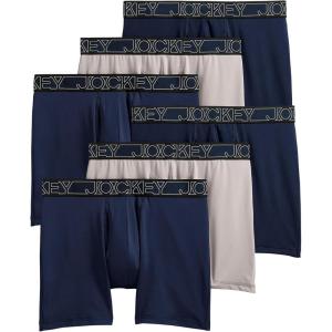 imageJockey Mens Underwear Active Microfiber 5quot Boxer Brief  6 PackNavyQuartzNavy