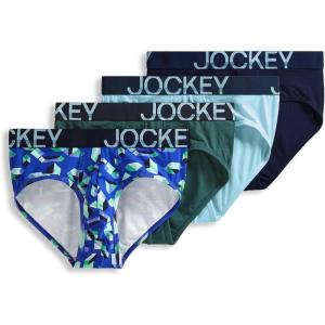 imageJockey Mens Underwear ActiveStretch Brief  4 PackBleachedCamo GeoCactus PineTrue Navy