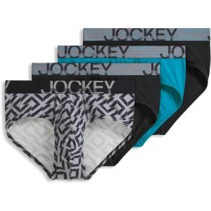 imageJockey Mens Underwear ActiveStretch Brief  4 PackMidnight GreyNorthern LightTiled GeosMidnight Grey