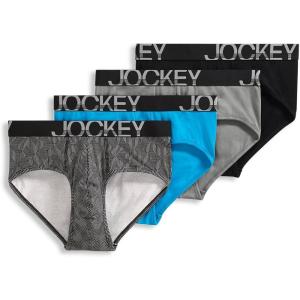 imageJockey Mens Underwear ActiveStretch Brief  4 PackPebbleZ StripeExtra TurquoiseBlack