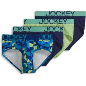 imageJockey Mens Underwear ActiveStretch Brief  4 PackTrue NavySpearmintCrisp GeoTrue Navy