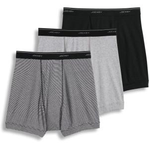 imageJockey Mens Underwear Classic 5quot Boxer Brief  3 PackBlackBlack StripeGrey Heather