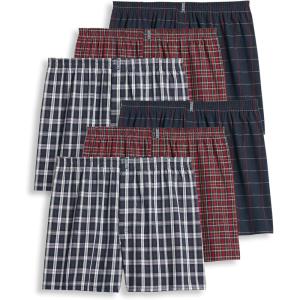 imageJockey Mens Underwear Classics Full Cut 5quot Boxer  6 PackNavy TartanNavy WindowpaneClassic Red Tartan