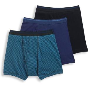 imageJockey Mens Underwear Lightweight Classic 5quot Boxer Brief  3 PackBlackTeal StripeRich Blue