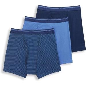 imageJockey Mens Underwear Lightweight Classic 5quot Boxer Brief  3 PackJust Past MidnightBlue StripeForget Me Not