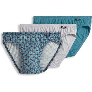 imageJockey Mens Underwear Mens Elance Bikini  3 PackTypical Tile DotTeal SlateSolid Grey