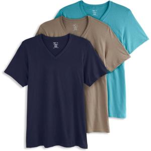 imageJockey TShirts for Men  V Neck Undershirts Cotton Mens TShirts  3 PackBeachy Blue