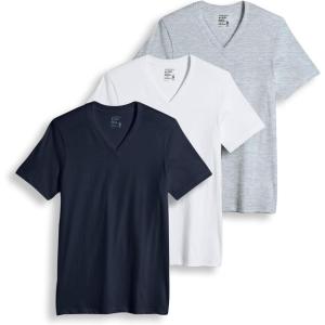 imageJockey TShirts for Men  V Neck Undershirts Cotton Mens TShirts  3 PackDiamond WhiteGrey HeatherJust Past Midnight