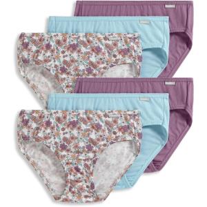 imageJockey Womens Underwear Elance Bikini  6 PackBleachedElissa FloralSilver Plum