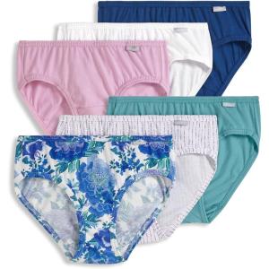 imageJockey Womens Underwear Elance Bikini  6 PackLuscious Blue BloomRain StripeCoveLight RaspberryMarina BlueWhite