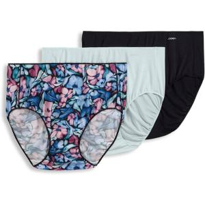 imageJockey Womens Underwear No Panty Line Promise Hip Brief  3 PackWavy Floral MauveSubtle MintBlack