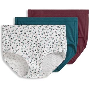 imageJockey Womens Underwear Elance Breathe Brief  3 PackTeal Flower Mix
