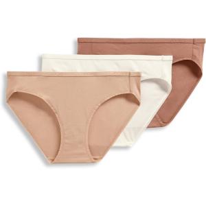 imageJockey Womens Underwear Organic Cotton Stretch Logo Bikini  3 PackIvoryLightAlmond